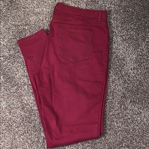 Red skinny jeans